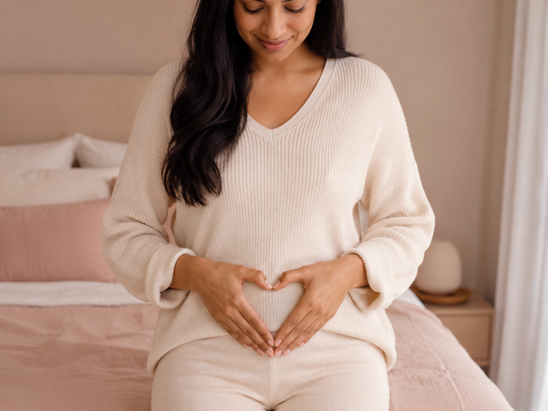 Woman holding stomach