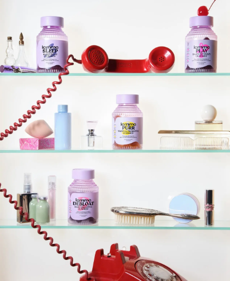 lemme products in bathroom shelf