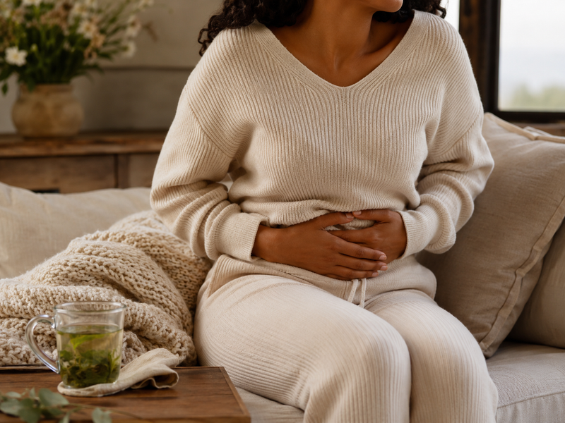 woman with stomach pain