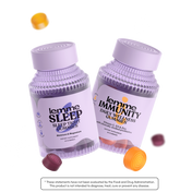 Two bottles of lemme gummies for sleep and immunity on a white background