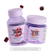 Two containers of lemme Burn supplements on a white background