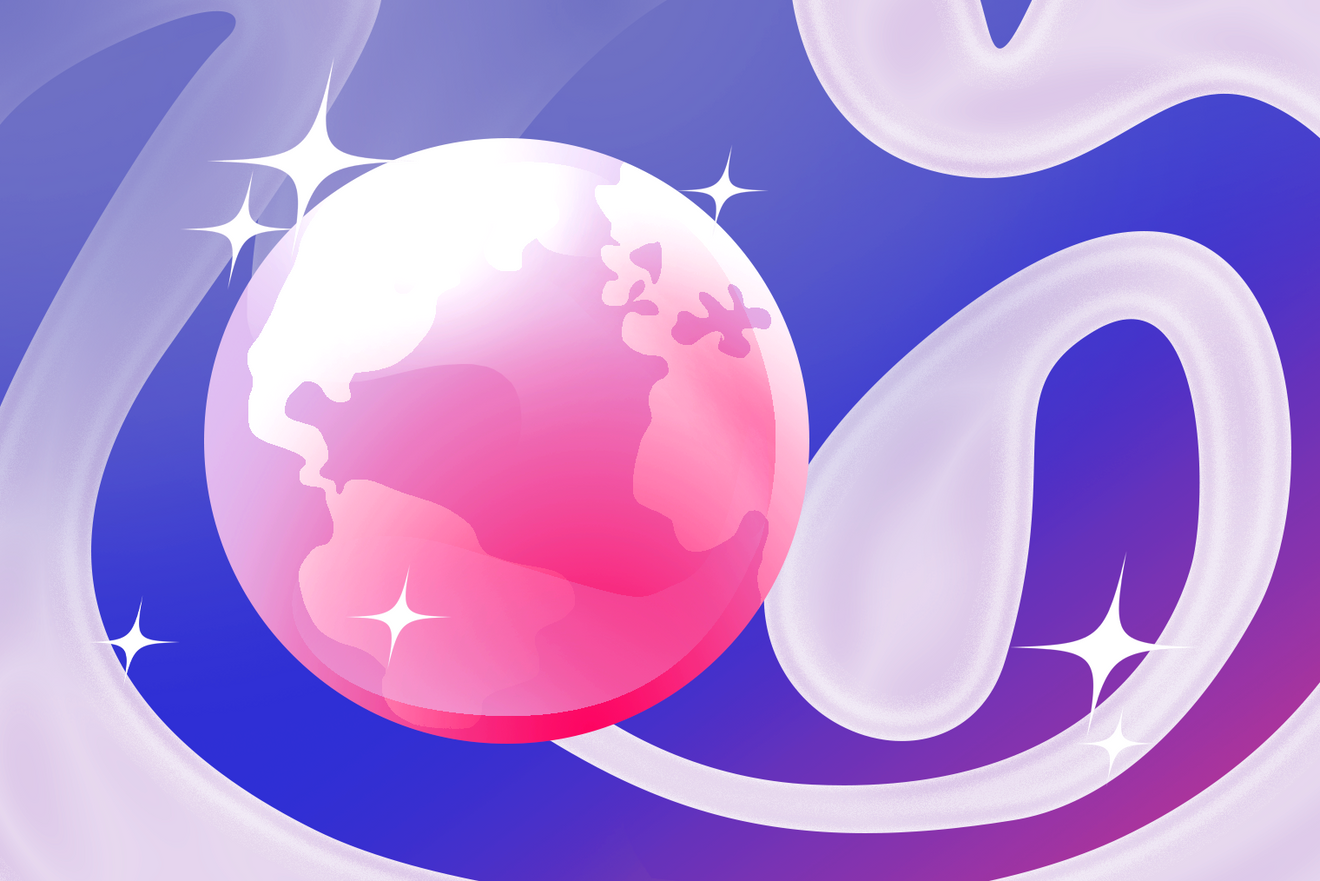 Illustration of the earth with sparkles surrounding it