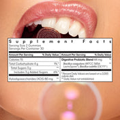 Supplement facts label on a purple background