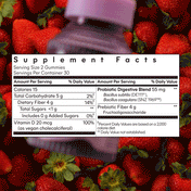 gif of Fiber Gummy bottle dropping into strawberries 