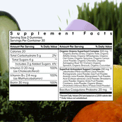 gif of a bottle of Lemme Greens dropping onto fruits & veggies