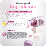 Science-backed ingredients list with images and descriptions on a white background