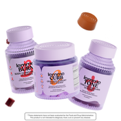 Three purple supplement containers labeled 'lemme Burn', 'lemme Curb', and 'lemme Tone' on a white background.