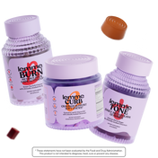 Three purple containers labeled 'lemme BURN', 'lemme CURB', and 'lemme TONE' on a white background.