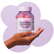 Lemme creatine in a hand with purple background 