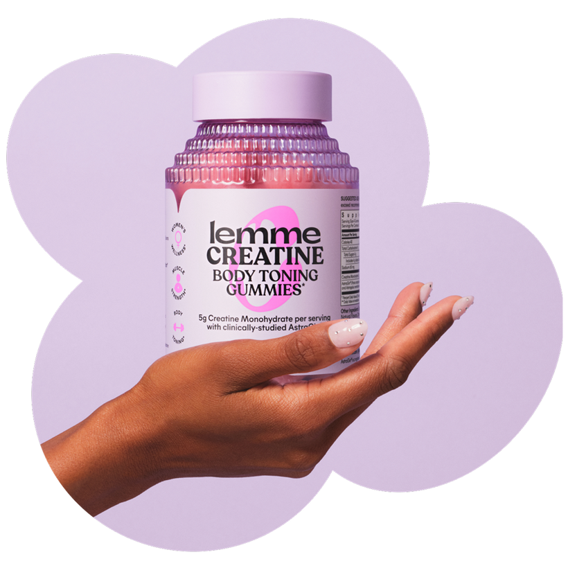 Lemme creatine in a hand with purple background 
