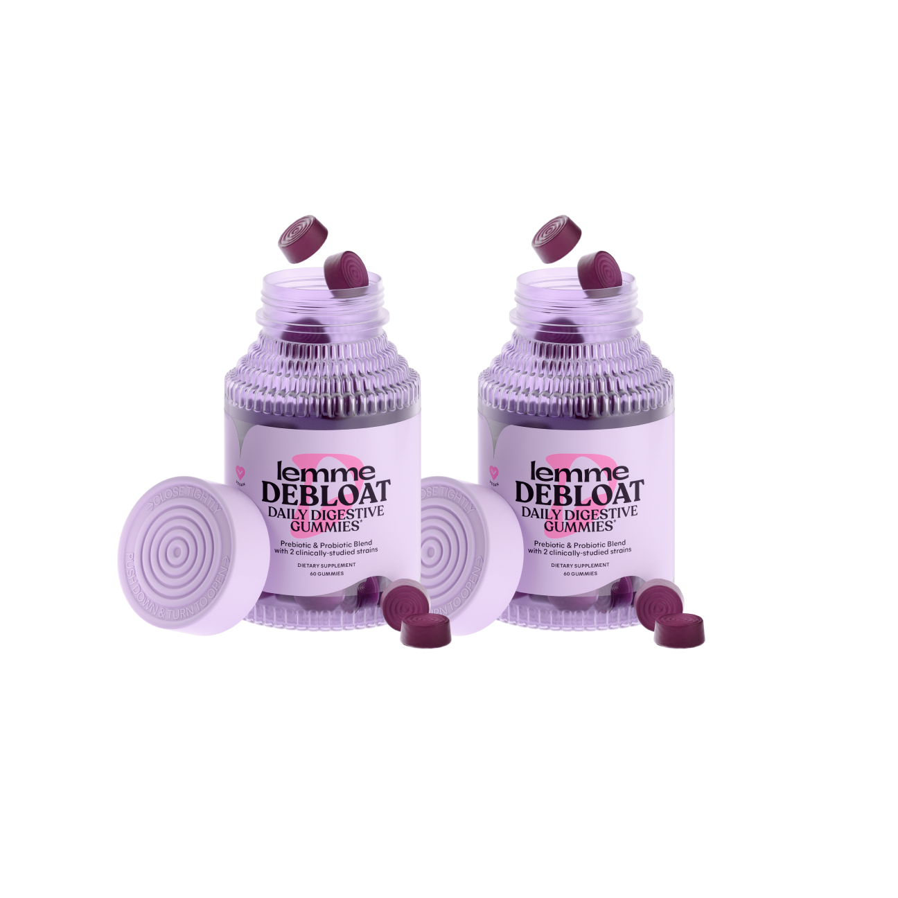 Lemme Debloat | Daily Digestive Gummies | Pre+Probiotic | Reduce Bloating | 3 Pack | 180 Vegan Gummies Lemme Debloat | Daily Digestive Gummies | Pre+Probiotic | Reduce Bloating | 3 Pack | 180 Vegan Gummies