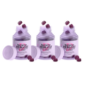three bottle of lemme debloat gummies in purple bottles 